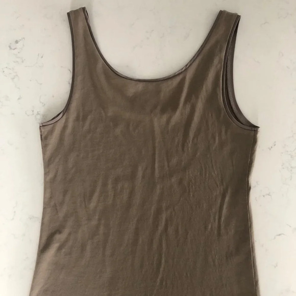 Ann Taylor Sleeveless Scoop Neck Cotton & Spandex Tank Top Neutral Tan Sz S NWOT - Picture 8 of 13